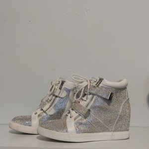 INC - gem covered - size 9 - high top shoes, rubber sole